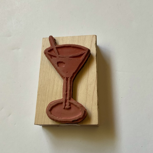 Martini Glass Rubber Stamp Paper Source MARTINI LARGE Wood Mounted - Picture 3 of 7